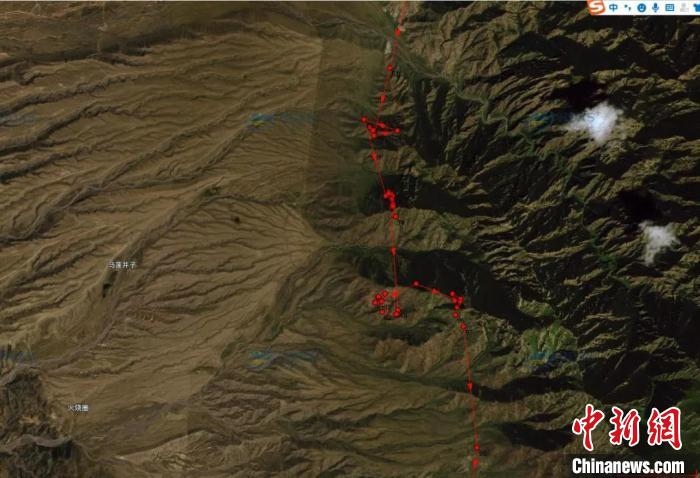 圖為雪豹故地重游來到放歸地的足跡?！?nèi)蒙古賀蘭山國家級自然保護區(qū)供圖