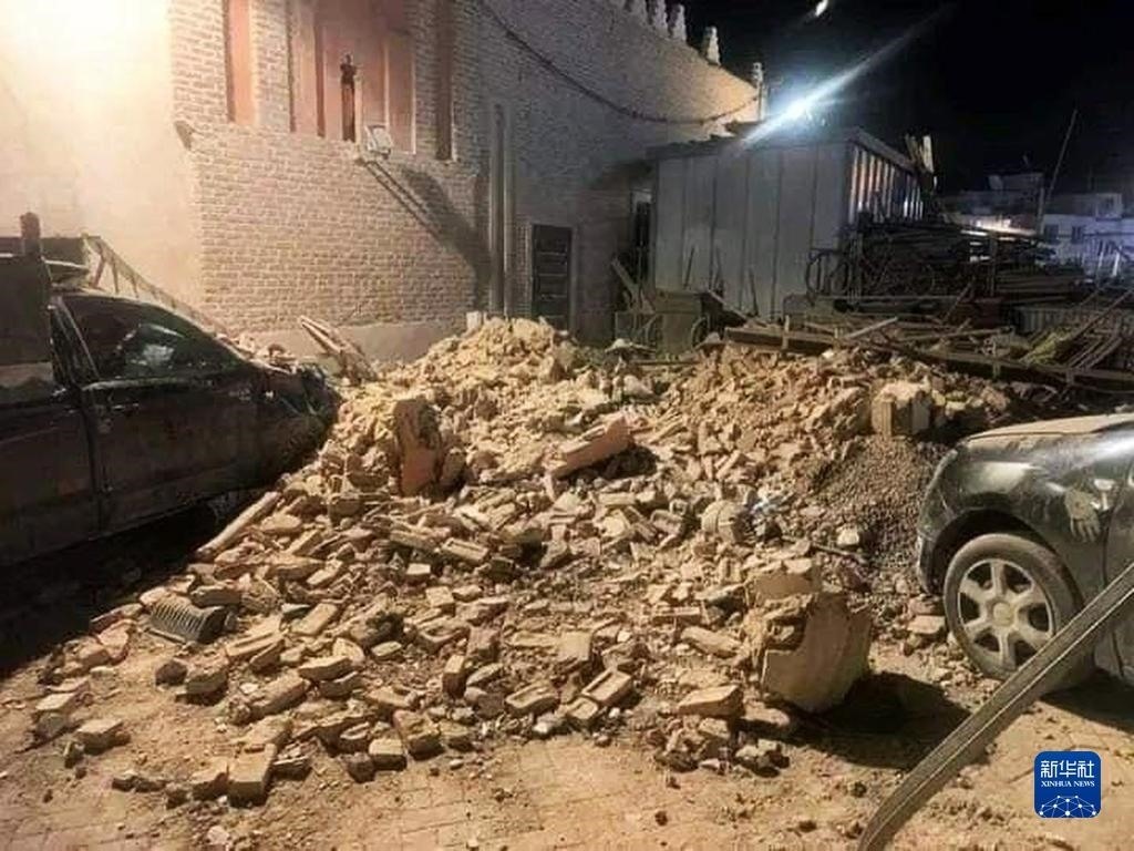 這是9月9日在摩洛哥南部城市馬拉喀什拍攝的震后景象。新華社發(fā)