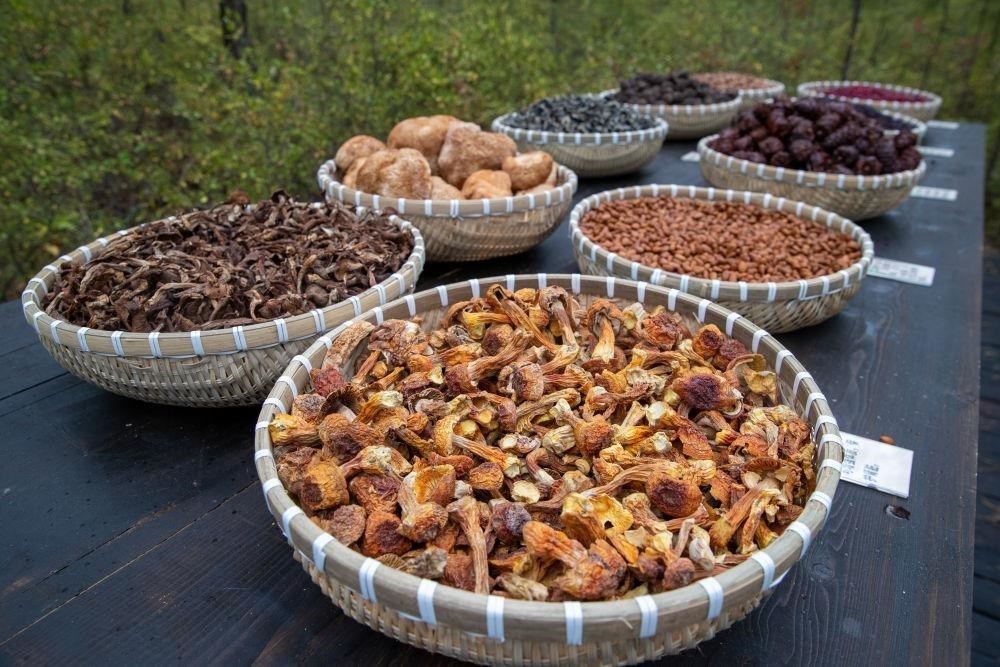 △近日，漠河市北極村一景區(qū)展示的林下產(chǎn)品。