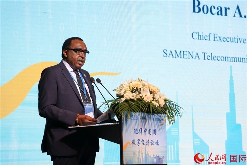 SAMENA電信協(xié)會首席執(zhí)行官博卡爾致辭。人民網(wǎng)記者任皓宇攝