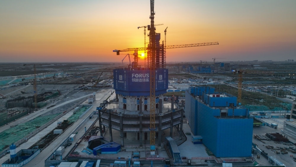 在雄安新區(qū)啟動區(qū)拍攝的中國中化大廈項目（9月21日攝，無人機照片）。新華社記者 張鋮 攝