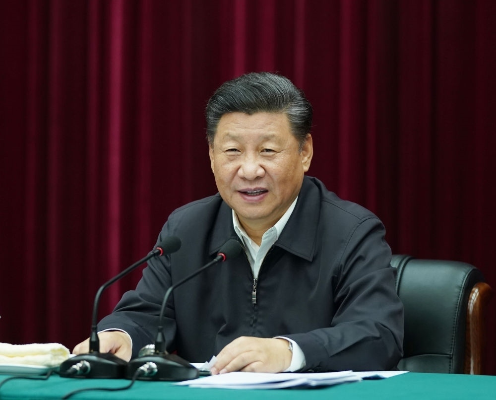 2019年9月18日上午，中共中央總書記、國家主席、中央軍委主席習(xí)近平在鄭州主持召開黃河流域生態(tài)保護(hù)和高質(zhì)量發(fā)展座談會并發(fā)表重要講話。新華社記者 謝環(huán)馳 攝