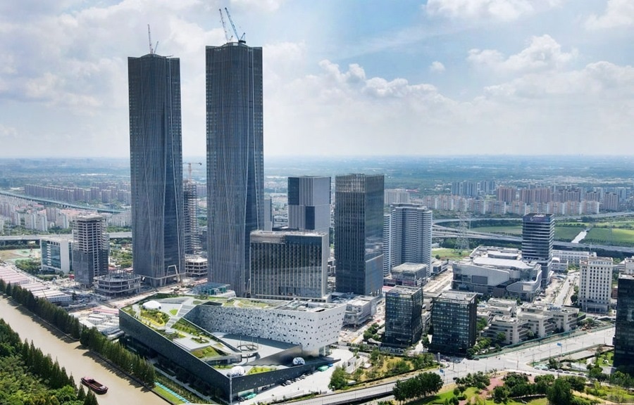 位于上海浦東新區(qū)的張江科學會堂（前）（2023年9月10日攝，無人機照片）。