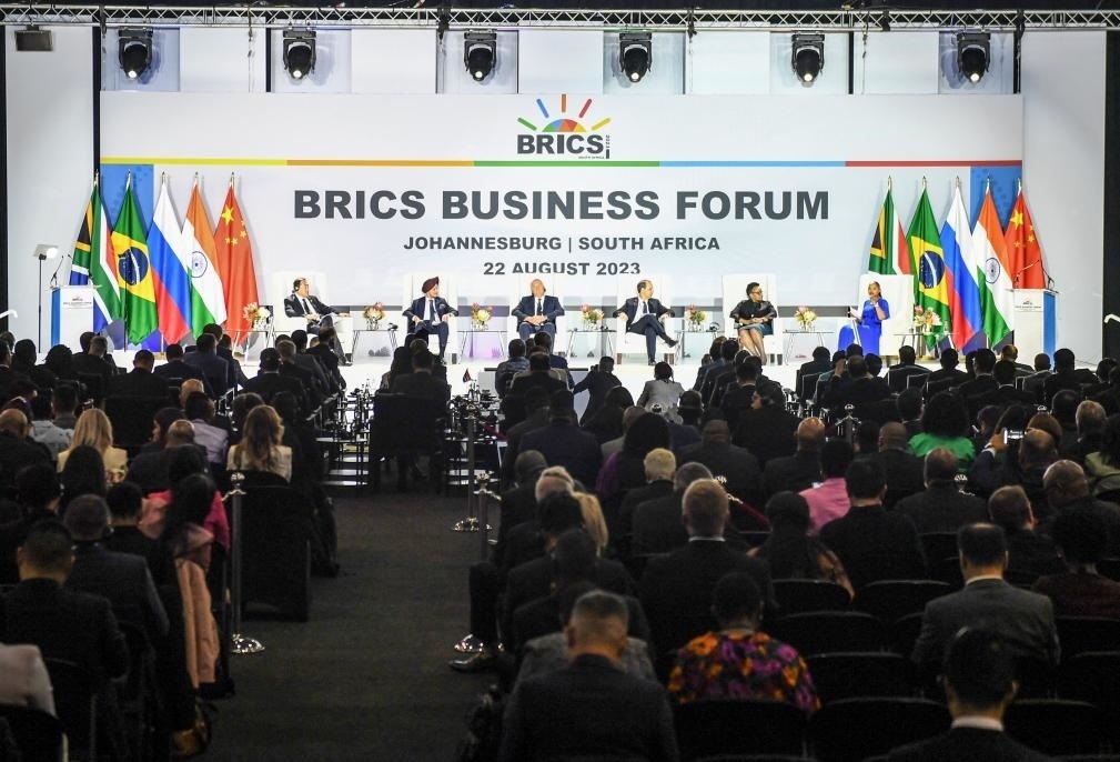 這是8月22日在南非約翰內(nèi)斯堡拍攝的金磚國家工商論壇現(xiàn)場。新華社記者李亞輝攝