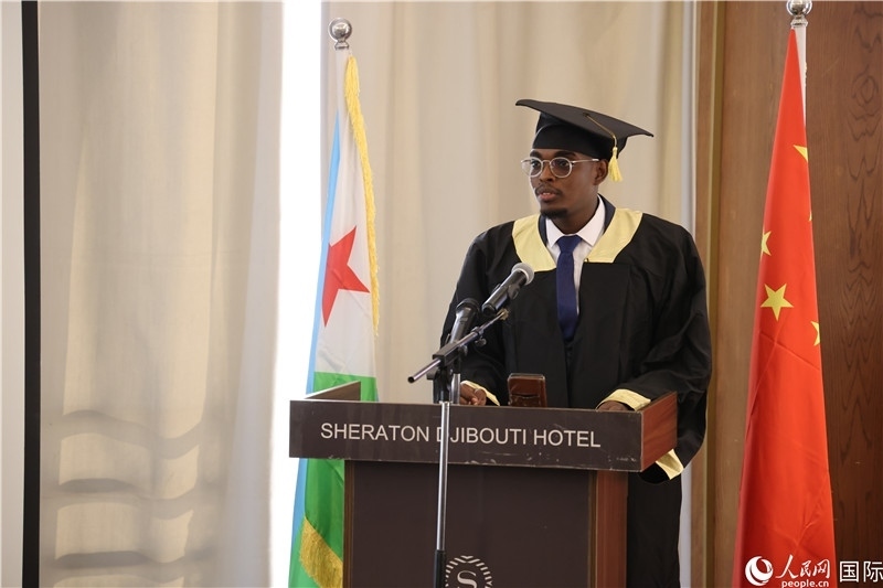 吉布提魯班工坊2023屆畢業(yè)生代表發(fā)言。人民網記者 張志文攝