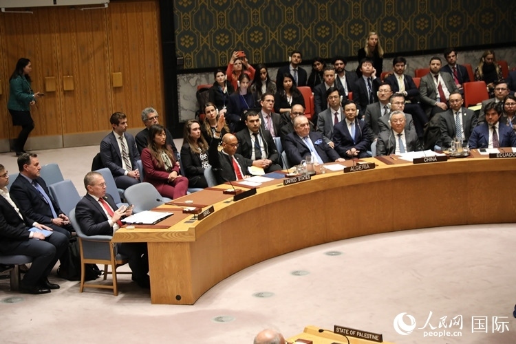 4月18日，安理會投票現(xiàn)場，12個成員投贊成票。 人民網(wǎng)記者 李志偉攝