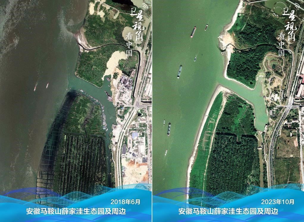 經(jīng)過整治后的安徽馬鞍山薛家洼生態(tài)園生機(jī)盎然。