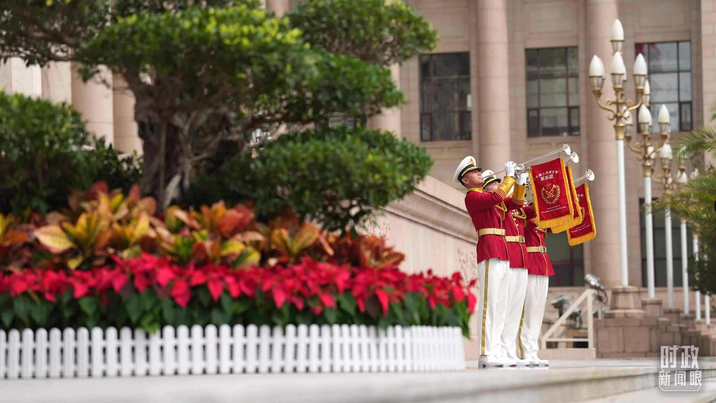 △歡迎儀式現(xiàn)場(chǎng)。（總臺(tái)國(guó)廣記者李晉拍攝）