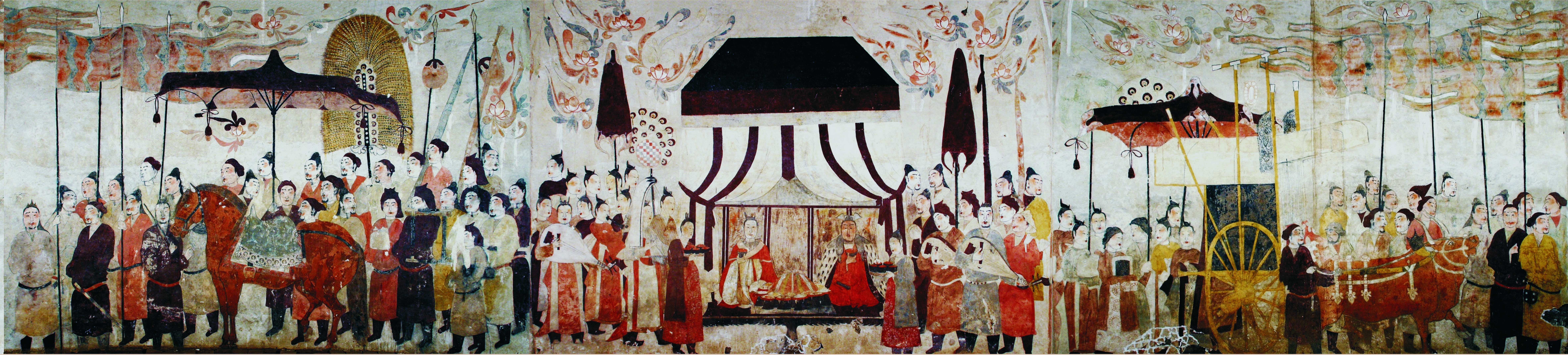 這是徐顯秀墓室壁畫展開圖。太原北齊壁畫博物館供圖