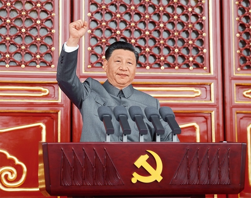 2021年7月1日，慶祝中國共產(chǎn)黨成立100周年大會在北京天安門廣場隆重舉行。中共中央總書記、國家主席、中央軍委主席習(xí)近平發(fā)表重要講話。 新華社記者 鞠鵬/攝