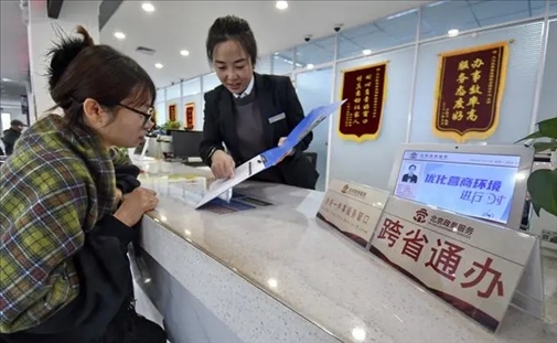 2024年3月25日，北京大興區(qū)，工作人員為群眾辦理跨省政務事宜。