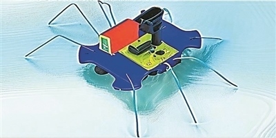 一種能夠在水面上滑行的自供電“蟲子”機器人。圖片來源：紐約州立大學(xué)賓漢姆頓分校