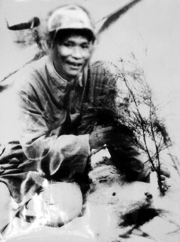 谷文昌與試種成活的木麻黃（資料照片）。為了治沙，谷文昌爬遍了東山縣400多個(gè)山頭，踏遍了30多公里的沙灘，終于帶領(lǐng)東山人民試種木麻黃成功。